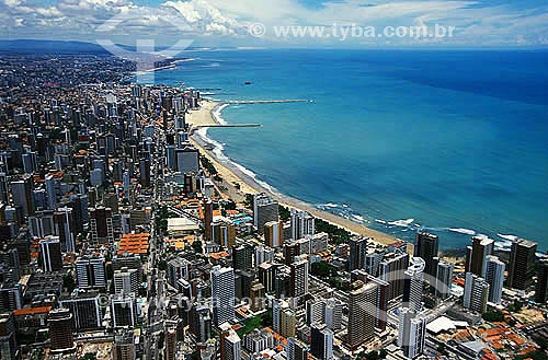  Aerial view of Fortaleza city - Volta da Jurema Beach and Iracema beach - Ceara state - Brazil - March 2002 