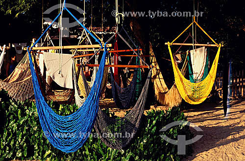  Colorful hammocks - Jericoacoara village - Ceara state - Brazil 