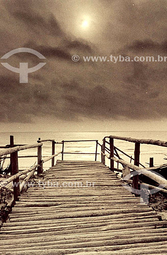  Landscape with a bridge and the sea in the background - Itaunas city - Espirito Santo state - Brazil 