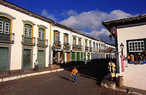  People walking in the streets of Mariana city - Minas Gerais state - Brazil 