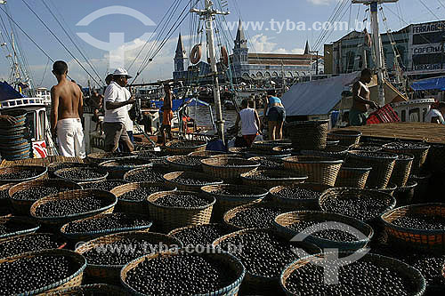  Baskets of açai fruit -  Ver-o-Peso Market - Belem city - Para state - Brazil - 2004 
