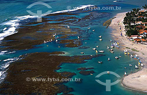  Subject: Aerial view of Porto de Galinhas Beach / Place: Ipojuca city - Pernambuco state (PE) - Brazil / Date: 2002 
