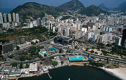  Aerial view of Botafogo neighborhood with the marina in the foreground - Rio de Janeiro city - Rio de Janeiro state - Brazil 