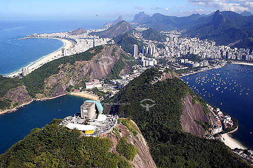  Sugar Loaf (*) Mountain view of Rio de Janeiro city south zone - Rio de Janeiro city - Rio de Janeiro state - Brazil  *Commonly called Sugar Loaf Mountain, the entire rock formation also includes Urca Mountain and Sugar Loaf itself (the taller of th 