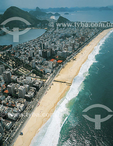  Aerial view of Leblon and Ipanema beaches and Lagoa Rodrigo de Freitas at the background on the left - Rio de Janeiro - RJ - Brazil 