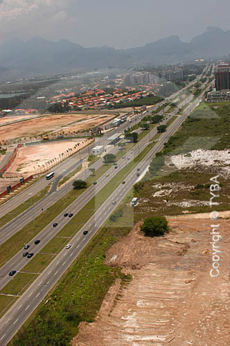  Aerial view of the Sernambetiba Avenue - Barra da Tijuca neighbourhood - Rio de Janeiro city - Rio de Janeiro state - Brazil 