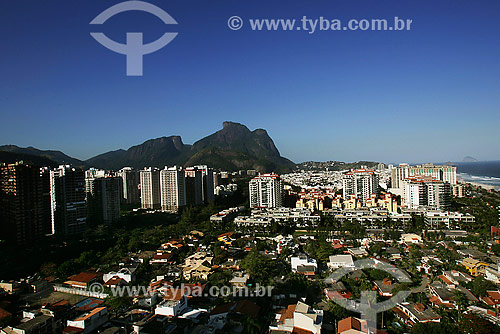  View of Barra da Tijuca neighbourhood with Gavea Stone on the background  - Rio de Janeiro city - Rio de Janeiro state (RJ) - Brazil