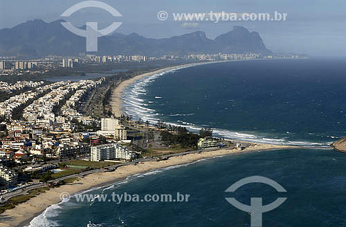  Aerial view of Macumba beach, Pontal and Recreio beach with Gavea Stone on the background - Rio de Janeiro city - Rio de Janeiro state - Brazil 