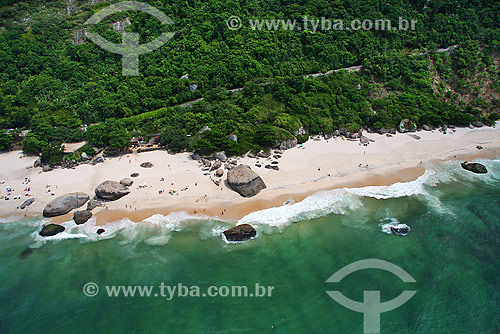  Aerial view of Abrico beach (used by naturalists) - Grumari - Rio de Janeiro city - Rio de Janeiro state - Brazil 