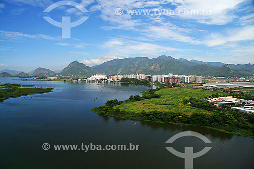  Aerial view of Jacarepagua neighbourhood lagoon - Rio de Janeiro city - Rio de Janeiro state - Brazil 