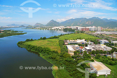  Aerial view of Jacarepagua neighbourhood lagoon - Rio de Janeiro city - Rio de Janeiro state - Brazil 