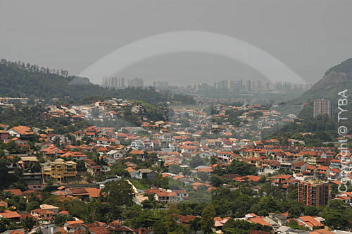  Aerial view of the Barra da Tijuca neighbourhood houses - Rio de Janeiro city - Rio de Janeiro state - Brazil 