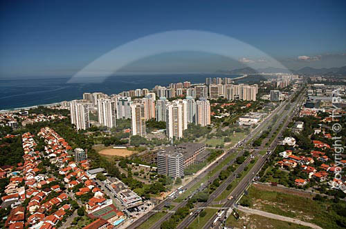  Aerial view of the Barra da Tijuca neighbourhood, showing the buildings and houses - Rio de Janeiro city - Rio de Janeiro State - Brazil 