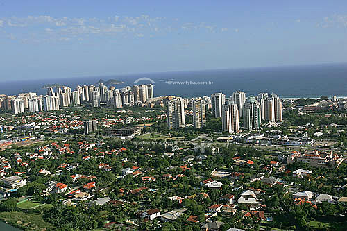  Aerial view Barra da Tijuca neighborhood buildings and houses  - Rio de Janeiro city - Rio de Janeiro state (RJ) - Brazil