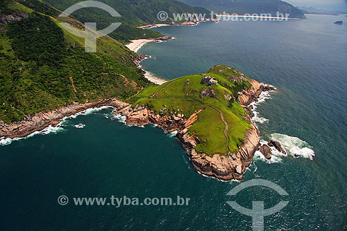  Aerial view of Atlantic Rainforest area with beaches on the background - Guaratiba neighbourhood - Rio de Janeiro city - Rio de Janeiro state - Brazil 