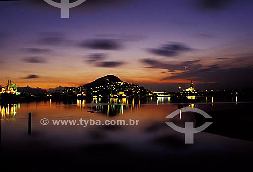  Rio de Janeiro and Guanabara Bay as seen from Ponta da Areia (Sandy Point) at twilight- Niteroi - Rio de Janeiro state - Brazil 