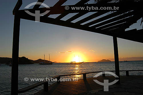  Pier at the place in tribute to Brigitte Bardot at sunset - Buzios city - Lakes Region - Rio de Janeiro state north coast - Brazil 