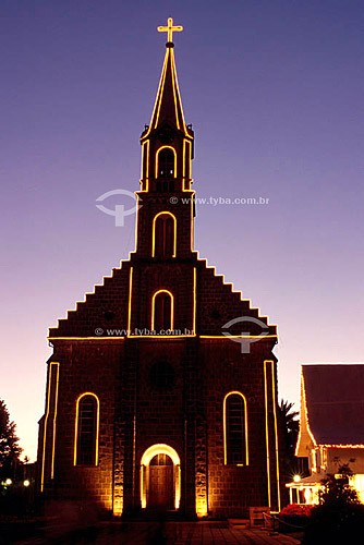  Illuminated church for Christmas - Gramado city - Rio Grande do Sul State - Brazil  