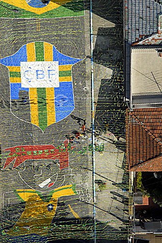  Aerial view of street painted for the World Cup - Sao Paulo city - Sao Paulo state - Brazil 