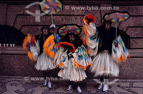  A group of clovis - typical character of the street carnival of Rio de Janeiro - Brazil 