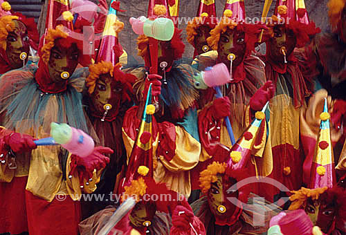  A group of clovis - typical character of the street carnival of Rio de Janeiro - Brazil 