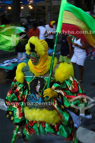  Reveller dressed up in clovis costume (typical character of the street carnival of Rio de Janeiro) for the Carnival street party - 