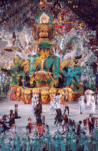  Allegorical float in the parade of the Mangueira Samba School during Carnival 2003 at Marques de Sapucai - Sambodromo - Rio de Janeiro city - Rio de Janeiro state - Brazil 