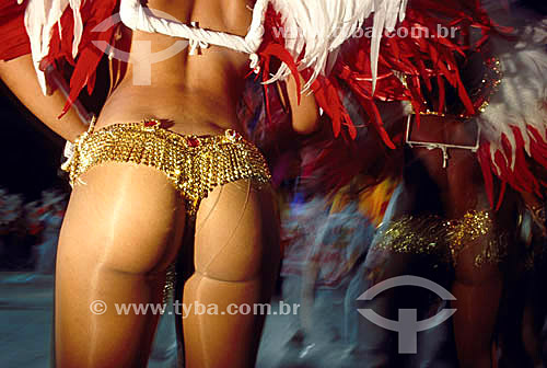  Passista of Viradouro Samba School dancing during the Carnival parade in Rio de Janeiro city - Rio de Janeiro state - Brazil 