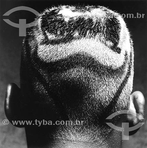  Detail of a man `s head painted 