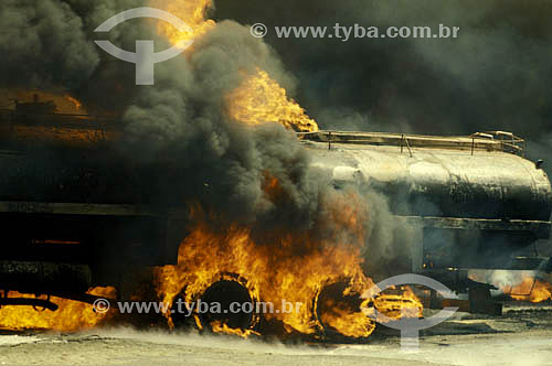  Vehicle with gas on fire 