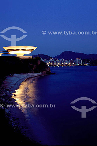  Contemporary Art Museum (MAC) at night - Niteroi - Rio de Janeiro state - Brazil 