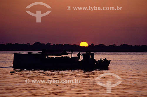  Boat at sunset- Amazon Region - Brazil 