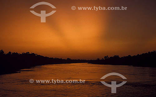  Sunset or dawn at Purus river - Amazon Rainforest - Brazil 