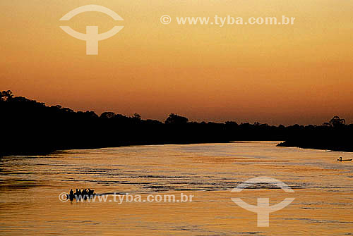  Sunset or dawn at Purus river - Amazon Rainforest - Brazil 