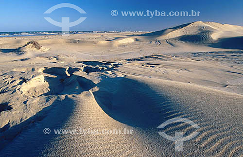  Coastal sand dunes with the sea in the background at Rio Grande do Sul state - Brazil 