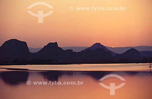  View of the Inselbergs at Sunset  - Caatinga Ecosystem - Quixada city - Ceara state - Brazil 