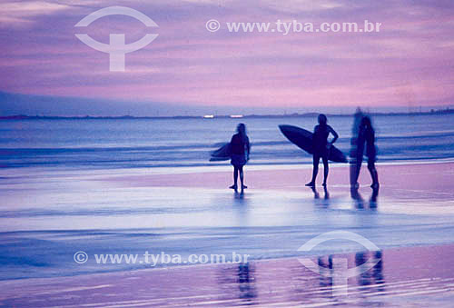  Surfers at the beach 