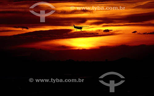  Airplane and clouds at sunset  - Brazil