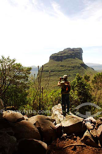  Trekker at Morro do Castelo Hill - Chapada Diamantina - Bahia state - Brazil - January 2006 