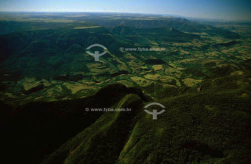  The Gaúcho mountains with croplands - Rio Grande do Sul state - Brazil 