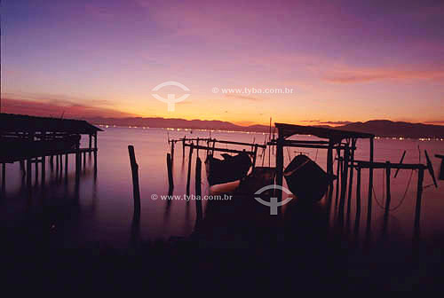  Fishing boats with shrimp nets on the Laguna littoral - Santa Catarina state - Brazil 