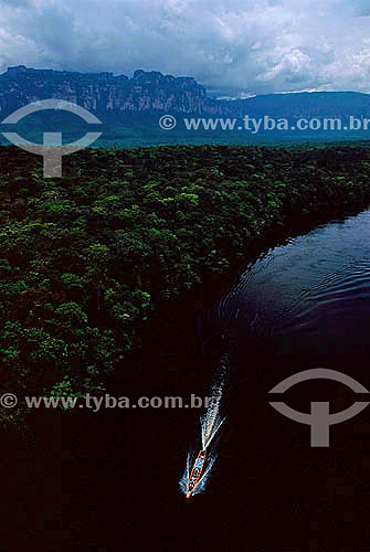  Boat with tourists - River at Amazon Rainforest - Venezuela 