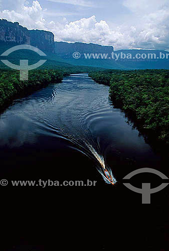  Boat with tourists - River at Amazon Rainforest - Venezuela 