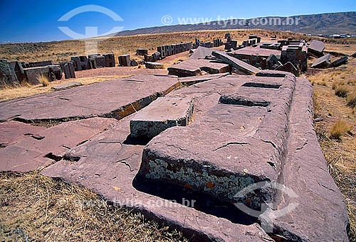  Pumapunku - Ruins of Tiwanaku Archeological site - La Paz Department - Bolivia 