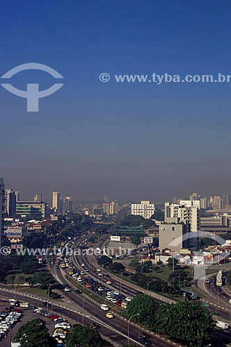  Aerial view of Sao Paulo city, showing the pollution of the air - Sao Paulo State - Brazil 