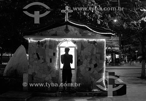  Silhouette of a man in the Copacabana Oratory - Rio de Janeiro city - Rio de Janeiro state - Brazil 