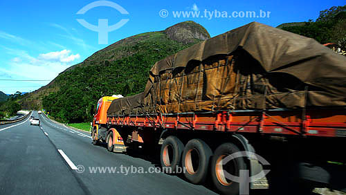  Cargo transport truck on Br 040 highway - Petropolis region - Rio de Janeiro state - Brazil 