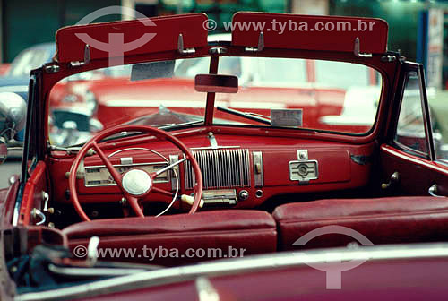  Dashboard in a vintage car 