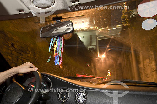 Interior of car in Salvador city at night - Bahia state - Brazil 