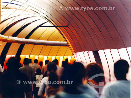  People walking through the Subway access tunnel in Cardeal Arcoverde Station - Copacabana - Rio de Janeiro - RJ - Brazil 